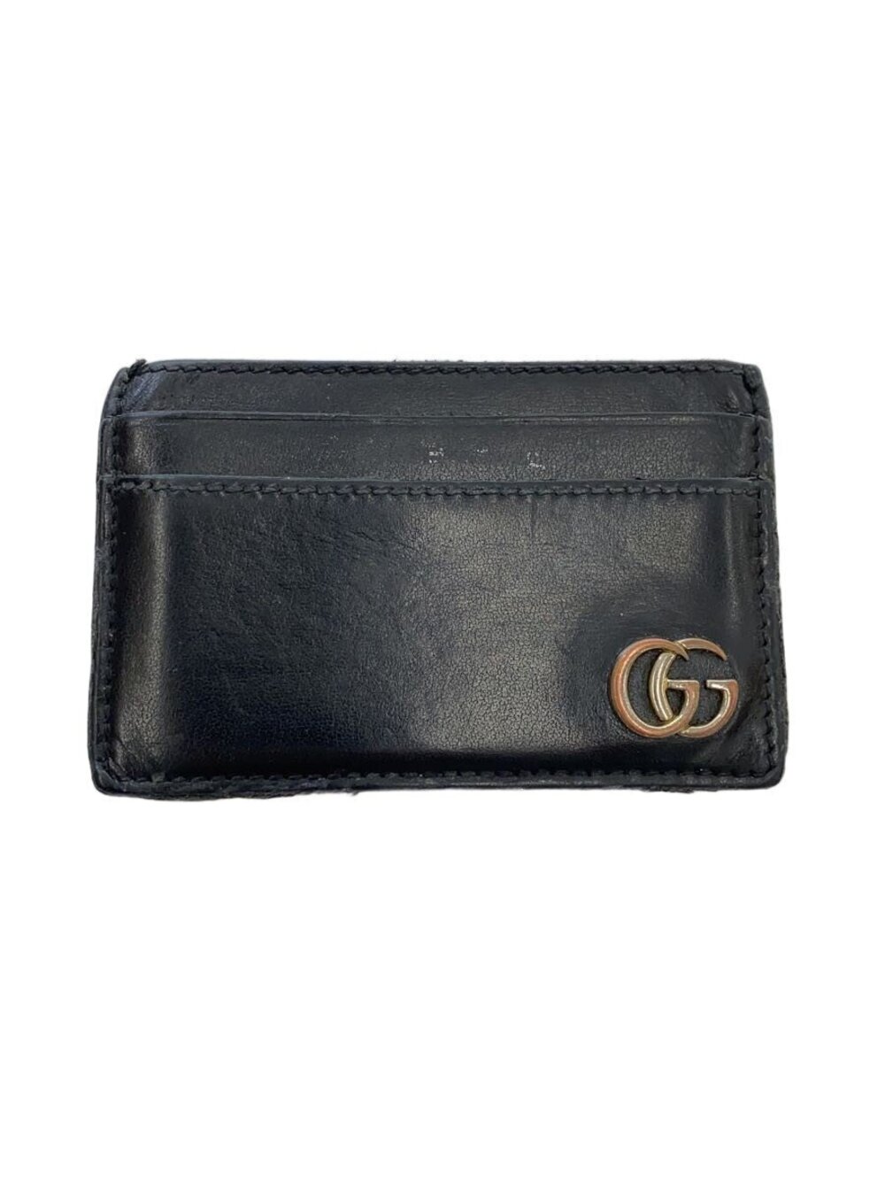 Gucci Card Case Wallet GG Marmont Leather Black